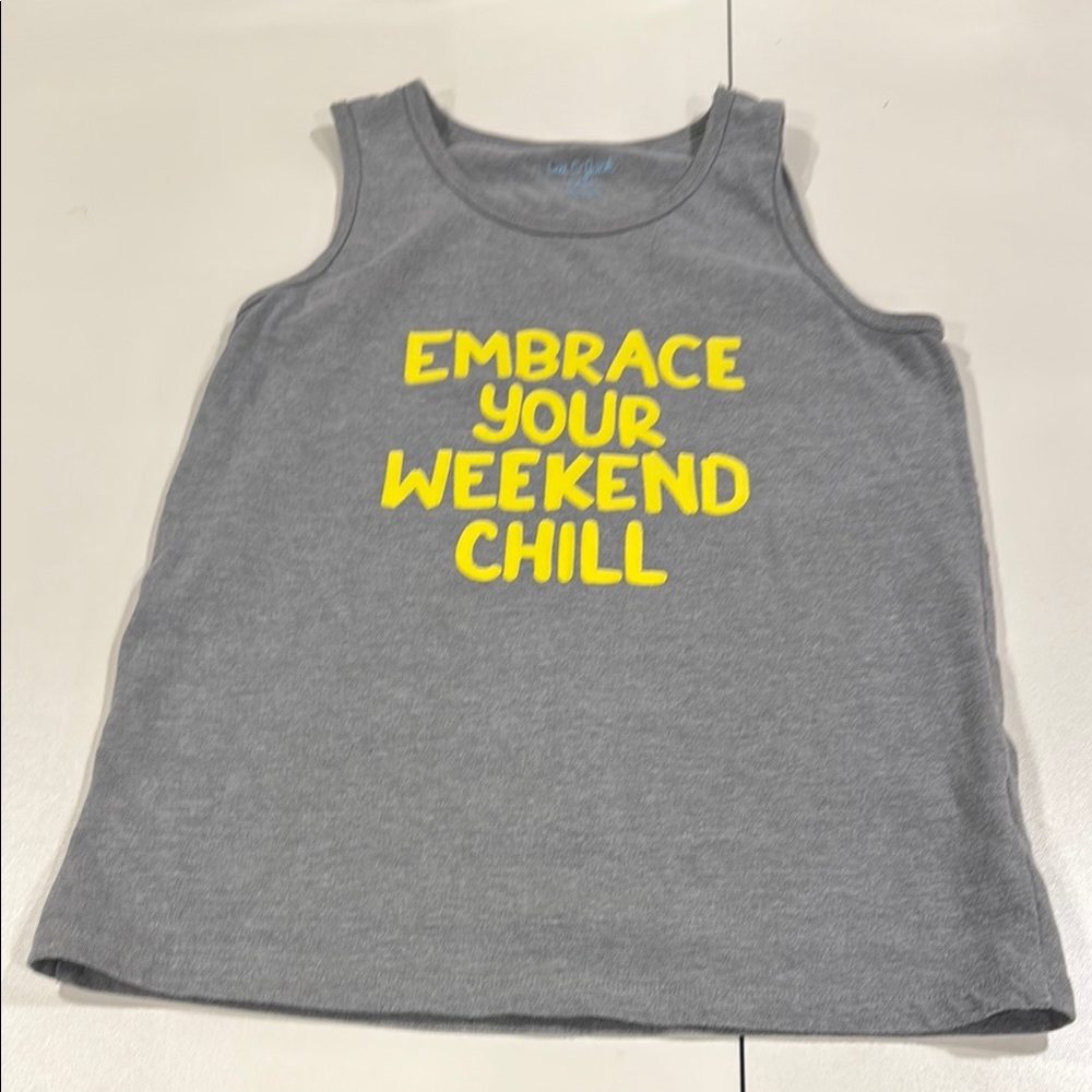 Cat & Jack Gray and Yellow Tank Top Embrace Your Weekend Chill